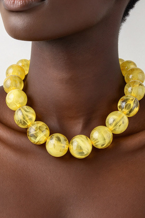 Chunky Marbled Resin Bead Statement Necklace