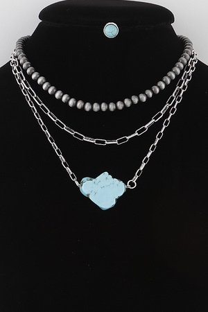 Multi Crystal Stone Chain Necklace