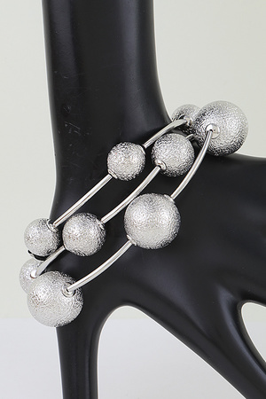 Multi Hammered Tube Beaded Bracelet