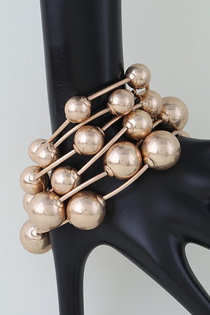 Multi Size Metallic Ball Wire Bangle Set