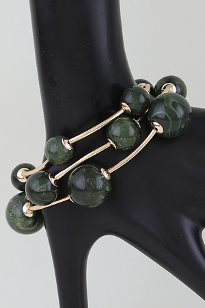 Marble Stone Beaded Tube Bracelet