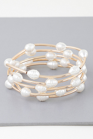 Multi Pearl Shell Tube Bracelet