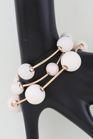 Multi Stone Beaded Tube Bracelet