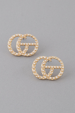 Pearl Lined Geometric Stud Earrings
