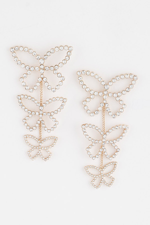 Jeweled Butterfly Drop Earrings