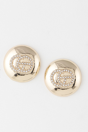Jeweled CG Round Stud Earrings