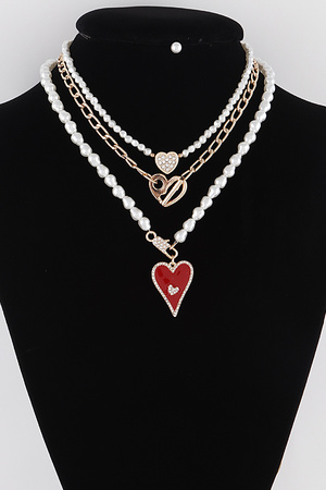 Multi Heart Stone Necklace
