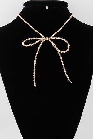 Shiny Beaded Ribbon Necklace