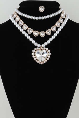 Multi Crystal Heart Beaded Necklace