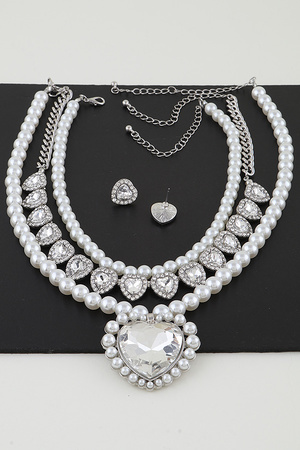 Multi Crystal Heart Beaded Necklace