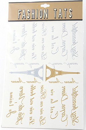 Eiffel Tower Paris Writing Tattoo Jewelry