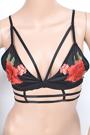 Intriguing Red Rose Bra For You