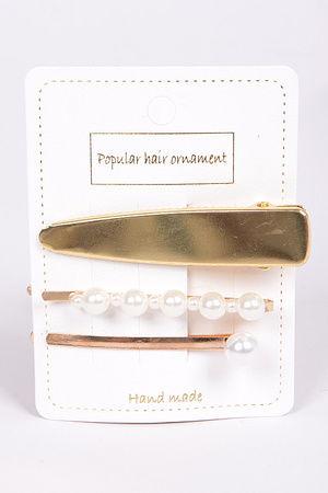 Pearl and Solid Metal Hairpin Set