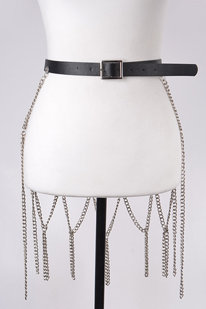 Leather Belt with Chain Skirt.