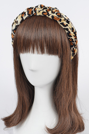 Twisted Leopard Velvet Headband