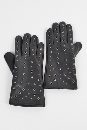 Eyelet Faux Leather Gloves