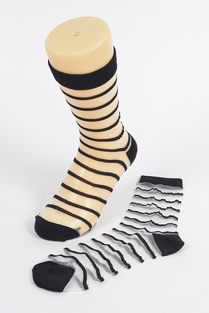 Stretch Stripe Mesh Socks