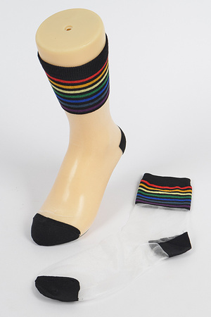 Stretch Mesh Rainbow Color Socks