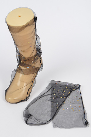 Rhinestone Mesh Socks