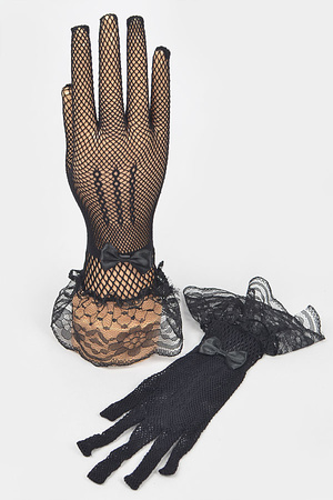 Fishnet Ribbon Gloves