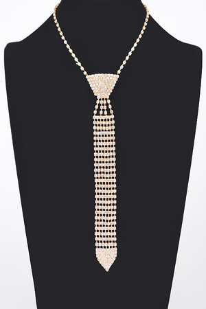 Faux Pearl Polyester Necktie Necklace