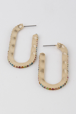 Hammered Metal Rhinestone Earrings 9ECB5