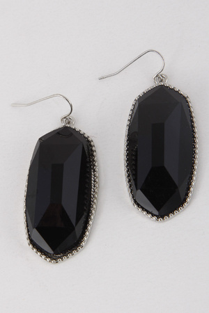 Formal Edge Stone Oval Hook Earrings 6IBH10