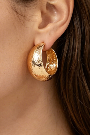 Hammered Plate Hoop Earrings