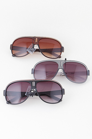 Top Striped Gradient Round Sunglasses