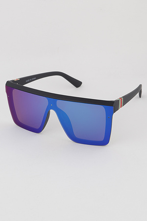 Exposed Lenses Rectangle Sunglasses