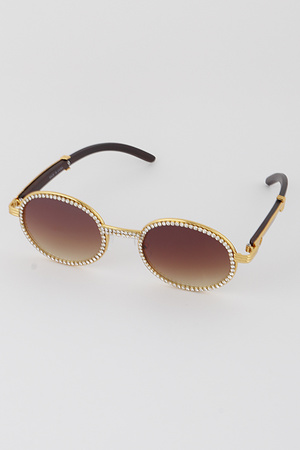 Vintage Jewel Lined Oval Sunglasses