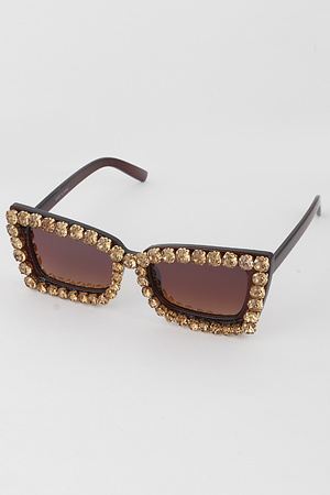 Jewel Studded Square Frame Sunglasses