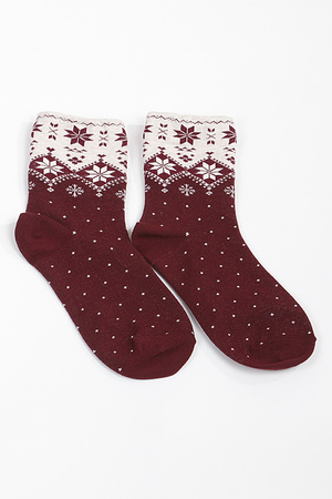 Snowflake Pattern Crew Socks