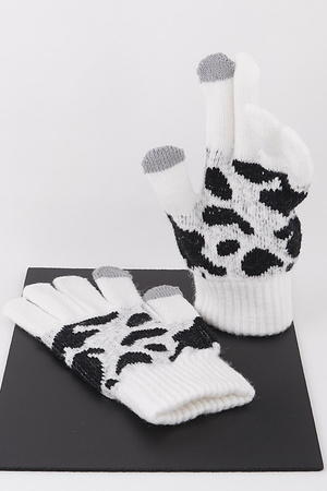 Cow Print Winter Gloves