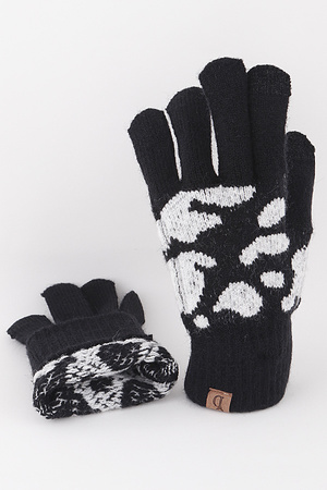 Cow Print Winter Gloves