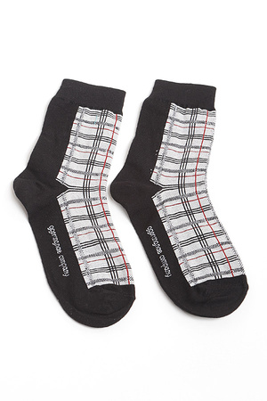 Two Toned Plaid Socks