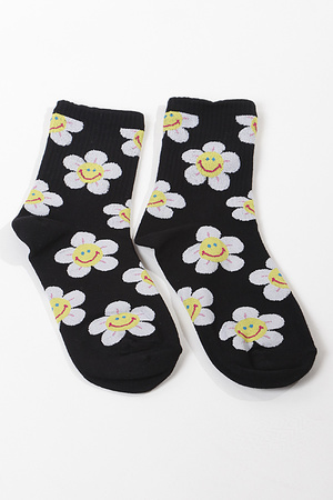 Happy Flower Crew Socks