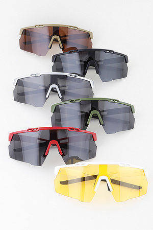 Top Rim Geometric Shield Polarized Sunglasses