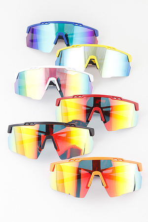 Top Rim Geometric Polarized Shield Sunglasses
