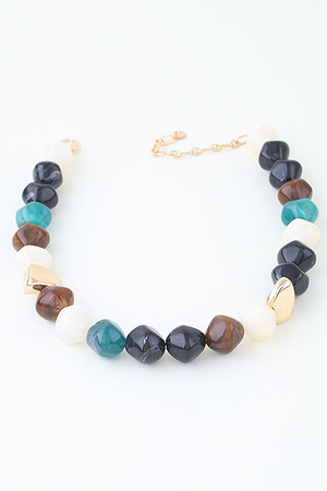 Multi Crystal Stone Beaded Necklace