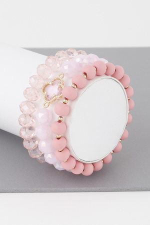 Triple Crystal Clover Bead Bracelet