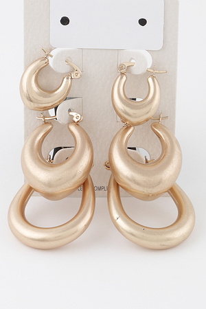 Bulky Crescent Hoop Earrings Set