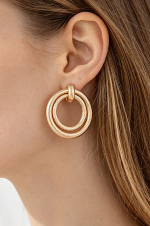 Double Hammered Loop Drop Earrings