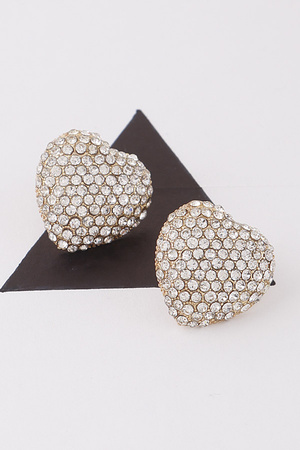 Jeweled Heart Stud Earrings