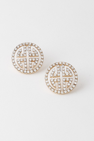 Round Greek Key Stud Earrings
