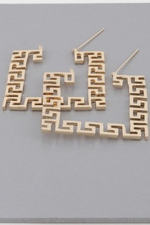 Square Greek Key Hoop Earrings