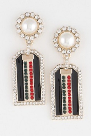 Jeweled Stripe Drop Earrings