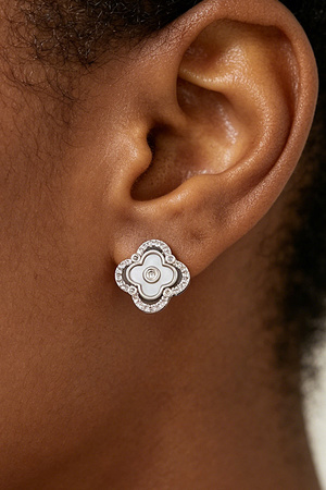 Bejeweled Cubic Zirconia Clover Earrings