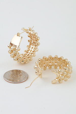 Polished Bead Chain Hoop Earrings