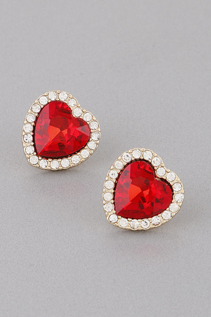Heart Jewel Stud Earrings